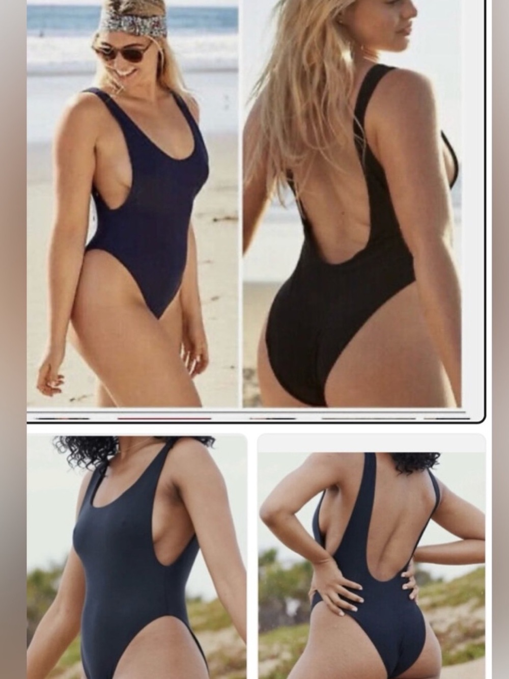 Aerie Maillot De Bain One-Piece Swimsuit Scoop Neck Low Back  Black XL LONG NWOT